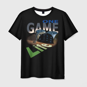 Мужская футболка 3D с принтом ONE GAME LIFE в Кировске, 100% полиэфир | прямой крой, круглый вырез горловины, длина до линии бедер | Тематика изображения на принте: 