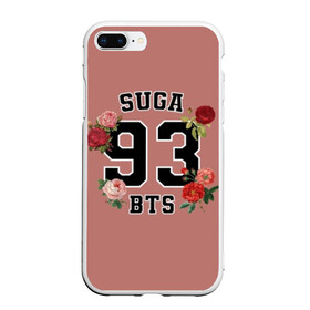 Чехол для iPhone 7Plus/8 Plus матовый с принтом SUGA 93 BTS в Кировске, Силикон | Область печати: задняя сторона чехла, без боковых панелей | bangtan | bighit | boy | fake love | j hope | jimin | jin | jungkook | korea | kpop | live | luv | mic drop | rm | suga | v | with | бтс | кей | поп