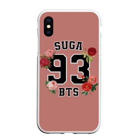 Чехол для iPhone XS Max матовый с принтом SUGA 93 BTS в Кировске, Силикон | Область печати: задняя сторона чехла, без боковых панелей | bangtan | bighit | boy | fake love | j hope | jimin | jin | jungkook | korea | kpop | live | luv | mic drop | rm | suga | v | with | бтс | кей | поп