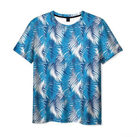 Мужская футболка 3D с принтом Гавайская с листьями в Кировске, 100% полиэфир | прямой крой, круглый вырез горловины, длина до линии бедер | gta | san andreas | америка | гавайи | дискотека | для отдыха | для путешествий | курортная | маями | мексика | пальмовые листья | пати | пляжная вечеринка | пляжная одежда | с пальмами | сша