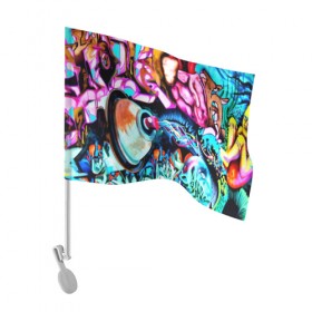 Флаг для автомобиля с принтом GRAFFITI в Кировске, 100% полиэстер | Размер: 30*21 см | grafiti | paint | street art | urban | город | граффити | искусство | кирпичи | краски | рисунки | стена | улицы | уличное искусство