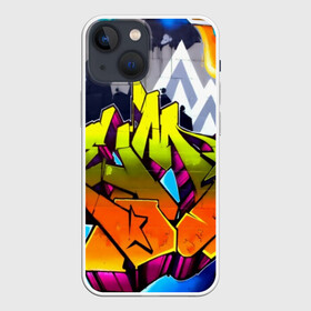 Чехол для iPhone 13 mini с принтом НЕОНОВОЕ ГРАФФИТИ в Кировске,  |  | grafiti | paint | street art | urban | город | граффити | искусство | кирпичи | краски | рисунки | стена | улицы | уличное искусство