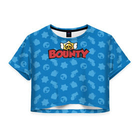 Женская футболка Cropp-top с принтом Bounty BS в Кировске, 100% полиэстер | круглая горловина, длина футболки до линии талии, рукава с отворотами | brawl stars | jessie | leon | spike | бравл старс | джесси | леон | спайк