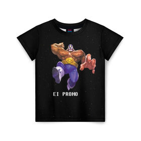 Детская футболка 3D с принтом EI PROMO в Кировске, 100% гипоаллергенный полиэфир | прямой крой, круглый вырез горловины, длина до линии бедер, чуть спущенное плечо, ткань немного тянется | brawl stars | jessie | leon | spike | бравл старс | джесси | леон | спайк