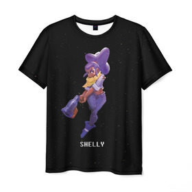 Мужская футболка 3D с принтом Shelly в Кировске, 100% полиэфир | прямой крой, круглый вырез горловины, длина до линии бедер | brawl stars | jessie | leon | spike | бравл старс | джесси | леон | спайк