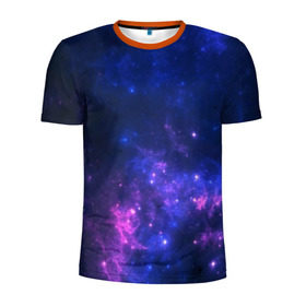 Мужская футболка 3D спортивная с принтом Неоновый космос в Кировске, 100% полиэстер с улучшенными характеристиками | приталенный силуэт, круглая горловина, широкие плечи, сужается к линии бедра | galaxy | nebula | space | star | абстракция | вселенная | галактика | звезда | звезды | космический | планеты