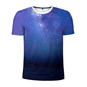 Мужская футболка 3D спортивная с принтом Космос в Кировске, 100% полиэстер с улучшенными характеристиками | приталенный силуэт, круглая горловина, широкие плечи, сужается к линии бедра | Тематика изображения на принте: galaxy | nebula | space | star | абстракция | вселенная | галактика | звезда | звезды | космический | планеты