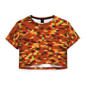 Женская футболка Cropp-top с принтом Пиксели в Кировске, 100% полиэстер | круглая горловина, длина футболки до линии талии, рукава с отворотами | альтернативный камуфляж | армия | вдв | зеленый | камуфляж | пиксели | полевой | силовые структуры | текстуры | хаки