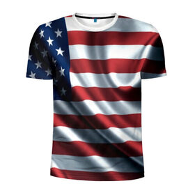 Мужская футболка 3D спортивная с принтом Символика Америки в Кировске, 100% полиэстер с улучшенными характеристиками | приталенный силуэт, круглая горловина, широкие плечи, сужается к линии бедра | usa | абстракция | америка | американский | герб | звезды | краска | символика сша | страны | сша | флаг | штаты