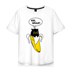 Мужская футболка хлопок Oversize с принтом Oh, snap! в Кировске, 100% хлопок | свободный крой, круглый ворот, “спинка” длиннее передней части | Тематика изображения на принте: banana | cat | kitten | банан | кот | котенок | кошка