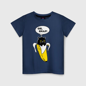 Детская футболка хлопок с принтом Oh, snap! в Кировске, 100% хлопок | круглый вырез горловины, полуприлегающий силуэт, длина до линии бедер | banana | cat | kitten | банан | кот | котенок | кошка