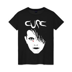 Женская футболка хлопок с принтом The Cure в Кировске, 100% хлопок | прямой крой, круглый вырез горловины, длина до линии бедер, слегка спущенное плечо | cure | robert james smith | the cure | готик рок | группы | музыка | постпанк | роберт смит | рок