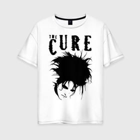 Женская футболка хлопок Oversize с принтом The Cure в Кировске, 100% хлопок | свободный крой, круглый ворот, спущенный рукав, длина до линии бедер
 | cure | robert james smith | the cure | готик рок | группы | музыка | постпанк | роберт смит | рок