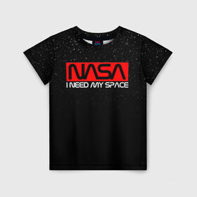 Детская футболка 3D с принтом NASA (НА СПИНЕ) в Кировске, 100% гипоаллергенный полиэфир | прямой крой, круглый вырез горловины, длина до линии бедер, чуть спущенное плечо, ткань немного тянется | galaxy | nasa | space | space company | star | астрономия | галактика | звезды | космическая компания | космос | наса