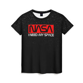 Женская футболка 3D с принтом NASA (НА СПИНЕ) в Кировске, 100% полиэфир ( синтетическое хлопкоподобное полотно) | прямой крой, круглый вырез горловины, длина до линии бедер | galaxy | nasa | space | space company | star | астрономия | галактика | звезды | космическая компания | космос | наса