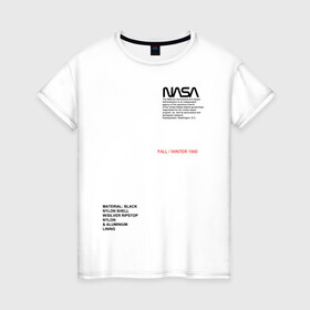 Женская футболка хлопок с принтом NASA | НАСА (НА СПИНЕ) в Кировске, 100% хлопок | прямой крой, круглый вырез горловины, длина до линии бедер, слегка спущенное плечо | galaxy | nasa | space | space company | star | астрономия | галактика | звезды | космическая компания | космос | наса