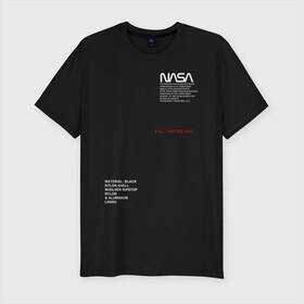 Мужская футболка премиум с принтом NASA в Кировске, 92% хлопок, 8% лайкра | приталенный силуэт, круглый вырез ворота, длина до линии бедра, короткий рукав | galaxy | nasa | space | space company | star | астрономия | галактика | звезды | космическая компания | космос | наса