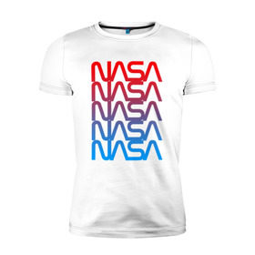 Мужская футболка премиум с принтом NASA в Кировске, 92% хлопок, 8% лайкра | приталенный силуэт, круглый вырез ворота, длина до линии бедра, короткий рукав | galaxy | nasa | space | space company | star | астрономия | галактика | звезды | космическая компания | космос | наса