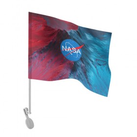 Флаг для автомобиля с принтом NASA в Кировске, 100% полиэстер | Размер: 30*21 см | galaxy | nasa | space | space company | star | астрономия | галактика | звезды | космическая компания | космос | наса