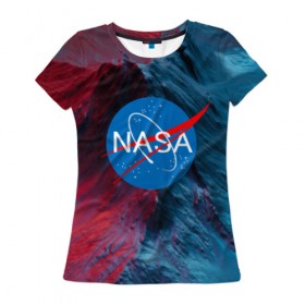 Женская футболка 3D с принтом NASA в Кировске, 100% полиэфир ( синтетическое хлопкоподобное полотно) | прямой крой, круглый вырез горловины, длина до линии бедер | galaxy | nasa | space | space company | star | астрономия | галактика | звезды | космическая компания | космос | наса