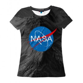 Женская футболка 3D с принтом NASA в Кировске, 100% полиэфир ( синтетическое хлопкоподобное полотно) | прямой крой, круглый вырез горловины, длина до линии бедер | galaxy | nasa | space | space company | star | астрономия | галактика | звезды | космическая компания | космос | наса