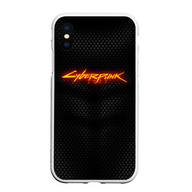 Чехол для iPhone XS Max матовый с принтом CYBERPUNK 2077 (НА СПИНЕ) в Кировске, Силикон | Область печати: задняя сторона чехла, без боковых панелей | Тематика изображения на принте: 2019 | cd project red | cyberpunk 2077 | fire | future | hack | night city | samurai | sci fi | андроиды | безумие | будущее | киберпанк 2077 | логотип | огонь | роботы | самураи | фантастика | цифры