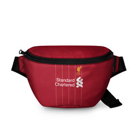 Поясная сумка 3D с принтом Liverpool home 19-20 в Кировске, 100% полиэстер | плотная ткань, ремень с регулируемой длиной, внутри несколько карманов для мелочей, основное отделение и карман с обратной стороны сумки застегиваются на молнию | champions | england | league | liverpool | premier | англия | ливерпуль | лига | чемпионов