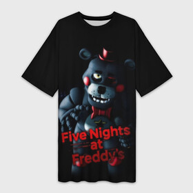 Платье-футболка 3D с принтом Five Nights At Freddys в Кировске,  |  | five nights at freddys | foxy | аниматроники | игра | компьютерная игра | робот | фокси | фредди | фреди | чика