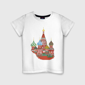Детская футболка хлопок с принтом Храм Василия Блаженного в Кировске, 100% хлопок | круглый вырез горловины, полуприлегающий силуэт, длина до линии бедер | 