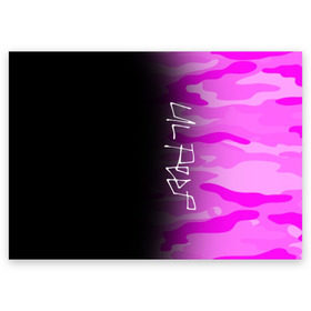Поздравительная открытка с принтом LIL PEEP в Кировске, 100% бумага | плотность бумаги 280 г/м2, матовая, на обратной стороне линовка и место для марки
 | camo | lil peep | lil prince | logo | military | music | pink | rap | зарубежная музыка | зарубежные | камуфляж | лил пип | лого | маленький принц | милитари | музыка | реп | розовый