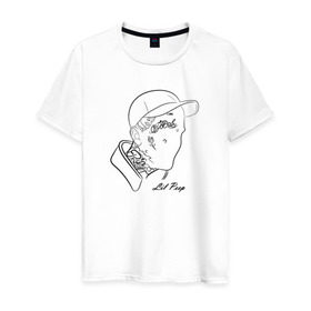 Мужская футболка хлопок с принтом Lil Peep в Кировске, 100% хлопок | прямой крой, круглый вырез горловины, длина до линии бедер, слегка спущенное плечо. | 