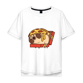 Мужская футболка хлопок Oversize с принтом Pizza Dog в Кировске, 100% хлопок | свободный крой, круглый ворот, “спинка” длиннее передней части | amimals | cook | dog | doggy | food | pizza | woof | боксер | бульдог | бультерьер | волк | гав | доберман | дог | долматинец | друг | еда | животные | йорк | кок | мопс | овчарка | пёс | песик | питомец | пицца | повар | пудель