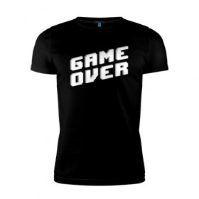 Мужская футболка премиум с принтом Game Over в Кировске, 92% хлопок, 8% лайкра | приталенный силуэт, круглый вырез ворота, длина до линии бедра, короткий рукав | game | pixels | retro | игра | игра окончена | игры | пиксели | пиксель | ретро