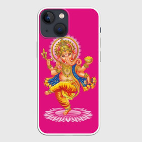 Чехол для iPhone 13 mini с принтом Ганеша в Кировске,  |  | character | deity | elephant | four | ganesh | god | gold | hands | head | hinduism | jewel | jewels | lord | ornament | pattern | well being | wisdom | благополучие | бог | божество | владыка | ганеша | голова | драгоценности | золото | индуизм | мудрост