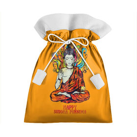 Подарочный 3D мешок с принтом Happy Buddha Purnima в Кировске, 100% полиэстер | Размер: 29*39 см | Тематика изображения на принте: buddha | golden | happy | indian | kesa | lotus | monk | orange | ornament | pattern | pose | religion | shakyamuni | spiritual | te | будда | буддизм | духовный | золотой | индийский | кашая | кэса | лотос | оранжевый | орнамент | основатель | по