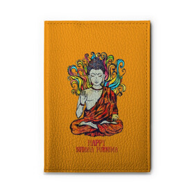 Обложка для автодокументов с принтом Happy Buddha Purnima в Кировске, натуральная кожа |  размер 19,9*13 см; внутри 4 больших “конверта” для документов и один маленький отдел — туда идеально встанут права | buddha | golden | happy | indian | kesa | lotus | monk | orange | ornament | pattern | pose | religion | shakyamuni | spiritual | te | будда | буддизм | духовный | золотой | индийский | кашая | кэса | лотос | оранжевый | орнамент | основатель | по