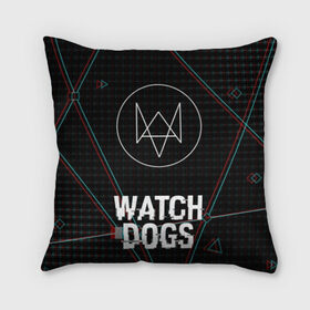 Подушка 3D с принтом WATCH DOGS в Кировске, наволочка – 100% полиэстер, наполнитель – холлофайбер (легкий наполнитель, не вызывает аллергию). | состоит из подушки и наволочки. Наволочка на молнии, легко снимается для стирки | action | ct os | ded sec | fox | gamer | glitch | hacker | player | watch dogs | watch dogs 2 | глитч | знак лиса | игра | компьютерная игра | хакер