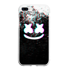 Чехол для iPhone 7Plus/8 Plus матовый с принтом MARSHMELLO GLITCH МАРШМЕЛЛО НЕОН в Кировске, Силикон | Область печати: задняя сторона чехла, без боковых панелей | dj | glitch | marshmello | usa | америка | глитч | клубная музыка | маршмелло | музыка | музыкант