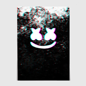 Постер с принтом MARSHMELLO GLITCH в Кировске, 100% бумага
 | бумага, плотность 150 мг. Матовая, но за счет высокого коэффициента гладкости имеет небольшой блеск и дает на свету блики, но в отличии от глянцевой бумаги не покрыта лаком | dj | glitch | marshmello | usa | америка | глитч | клубная музыка | маршмелло | музыка | музыкант