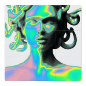 Магнитный плакат 3Х3 с принтом Gorgon Medusa в Кировске, Полимерный материал с магнитным слоем | 9 деталей размером 9*9 см | Тематика изображения на принте: gorgon medusa | бог | богиня | горгона медуза | змеи | змея | камень | необычно | статуя