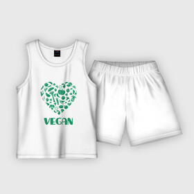 Детская пижама с шортами хлопок с принтом Vegan в Кировске,  |  | earth | green | greenpaece | nature | sport | vegan | world | yoga | веган | вегетарианец | гринпис | дерево | еда | животные | жизнь | здоровье | зеленый | йога | лес | любовь | мир | овощи | пища | планета | природа | растение
