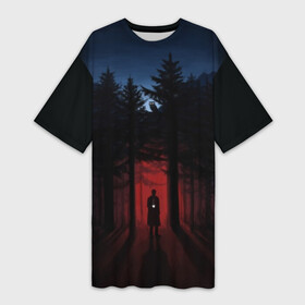 Платье-футболка 3D с принтом Twin Peaks в Кировске,  |  | twin peaks | агент купер | девид линч | дейл | лора палмер | огонь иди за мной | одри хорн | совы не то чем кажутся | твин пикс