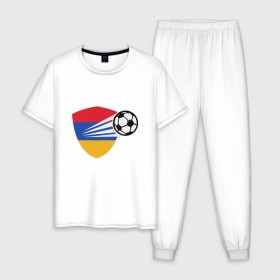 Мужская пижама хлопок с принтом Армения - Футбол в Кировске, 100% хлопок | брюки и футболка прямого кроя, без карманов, на брюках мягкая резинка на поясе и по низу штанин
 | 