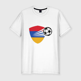 Мужская футболка премиум с принтом Армения - Футбол в Кировске, 92% хлопок, 8% лайкра | приталенный силуэт, круглый вырез ворота, длина до линии бедра, короткий рукав | 