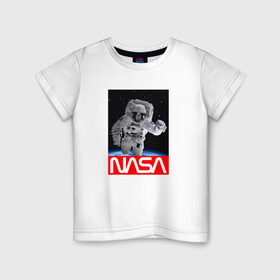 Детская футболка хлопок с принтом NASA в Кировске, 100% хлопок | круглый вырез горловины, полуприлегающий силуэт, длина до линии бедер | galaxy | nasa | space | space company | star | астрономия | галактика | звезды | космическая компания | космос | наса