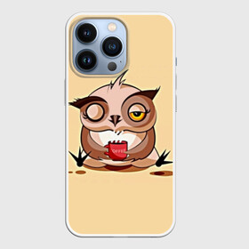 Чехол для iPhone 13 Pro с принтом Сова Кофеман в Кировске,  |  | coffee | coffee lover | dormouse | gourmet | lover | owl | owls | гурман | кофе | кофеман | любитель | сова | совушка | совы | соня