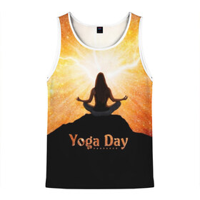 Мужская майка 3D с принтом International Yoga Day в Кировске, 100% полиэстер | круглая горловина, приталенный силуэт, длина до линии бедра. Пройма и горловина окантованы тонкой бейкой | Тематика изображения на принте: 21 июня | day | energy | girl | international | ju | lightning | lotus | meditation | mountain | pose | silhouette | sky | space | stars | universe | woman | yoga | yogi | вселенная | гора | девушка | день | женщина | звёзды | йог | йоги | космос | лотос 