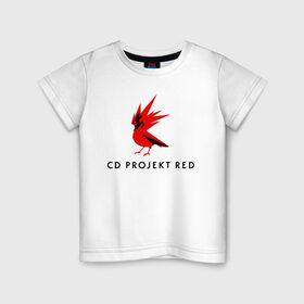 Детская футболка хлопок с принтом CD RPOJECT RED в Кировске, 100% хлопок | круглый вырез горловины, полуприлегающий силуэт, длина до линии бедер | 2019 | cd project red | cyberpunk 2077 | future | hack | night city | samurai | sci fi | андроиды | безумие | будущее | киберпанк 2077 | логотип | роботы | самураи | фантастика | цифры