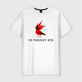 Мужская футболка премиум с принтом CD RPOJECT RED в Кировске, 92% хлопок, 8% лайкра | приталенный силуэт, круглый вырез ворота, длина до линии бедра, короткий рукав | 2019 | cd project red | cyberpunk 2077 | future | hack | night city | samurai | sci fi | андроиды | безумие | будущее | киберпанк 2077 | логотип | роботы | самураи | фантастика | цифры