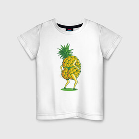 Детская футболка хлопок с принтом Ананас в Кировске, 100% хлопок | круглый вырез горловины, полуприлегающий силуэт, длина до линии бедер | ананас | ананасы | в стрингах | летние | лето | стринги